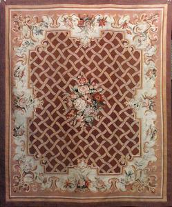 French aubusson lattice floral rug