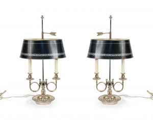 French empire style silver plate table lamps 1