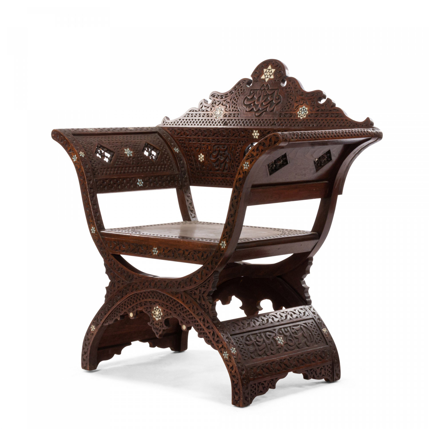 Seating armchair middle eastern moorish syrian walnut 030096g