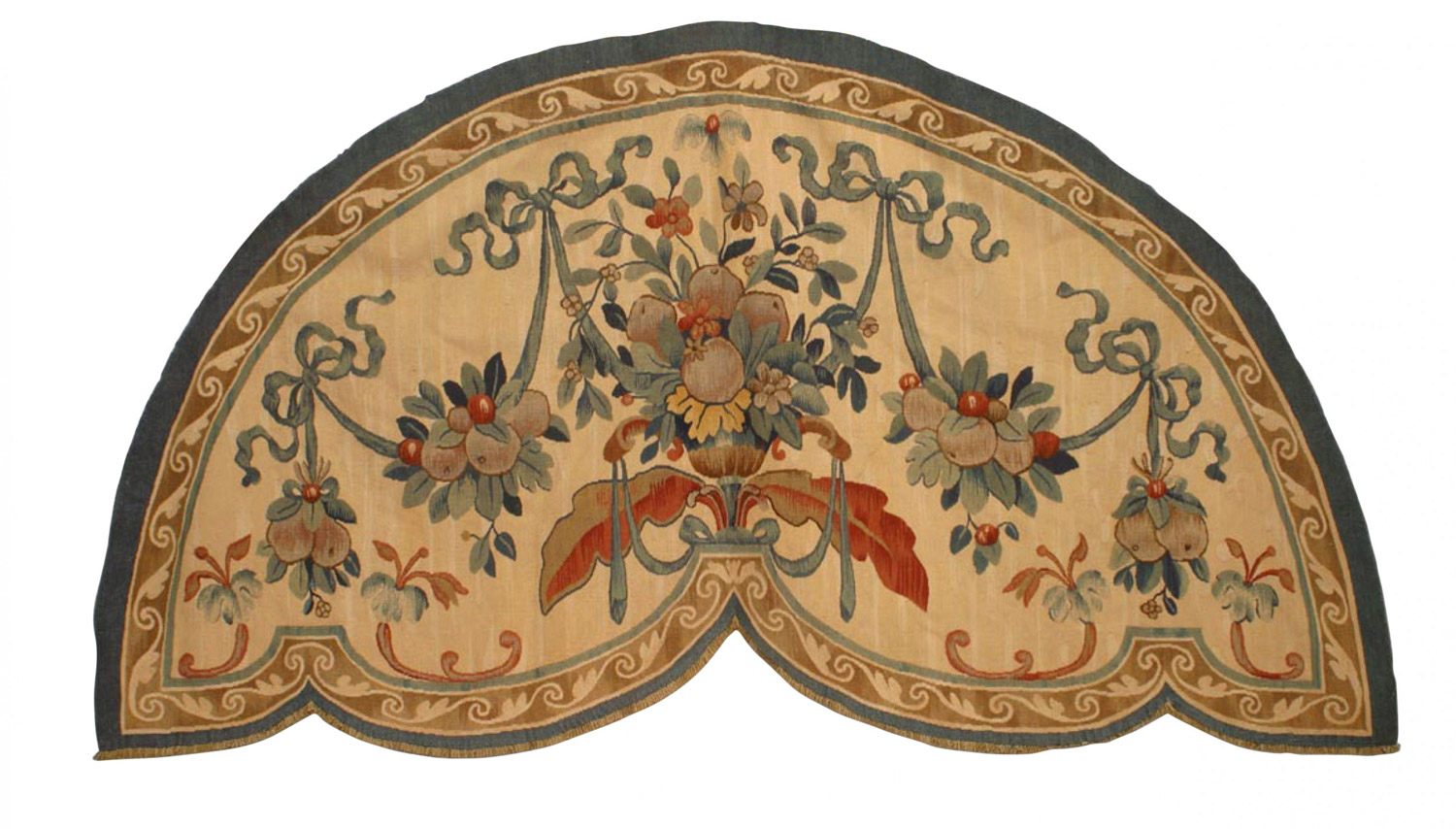 French victorian beige aubusson valance panel