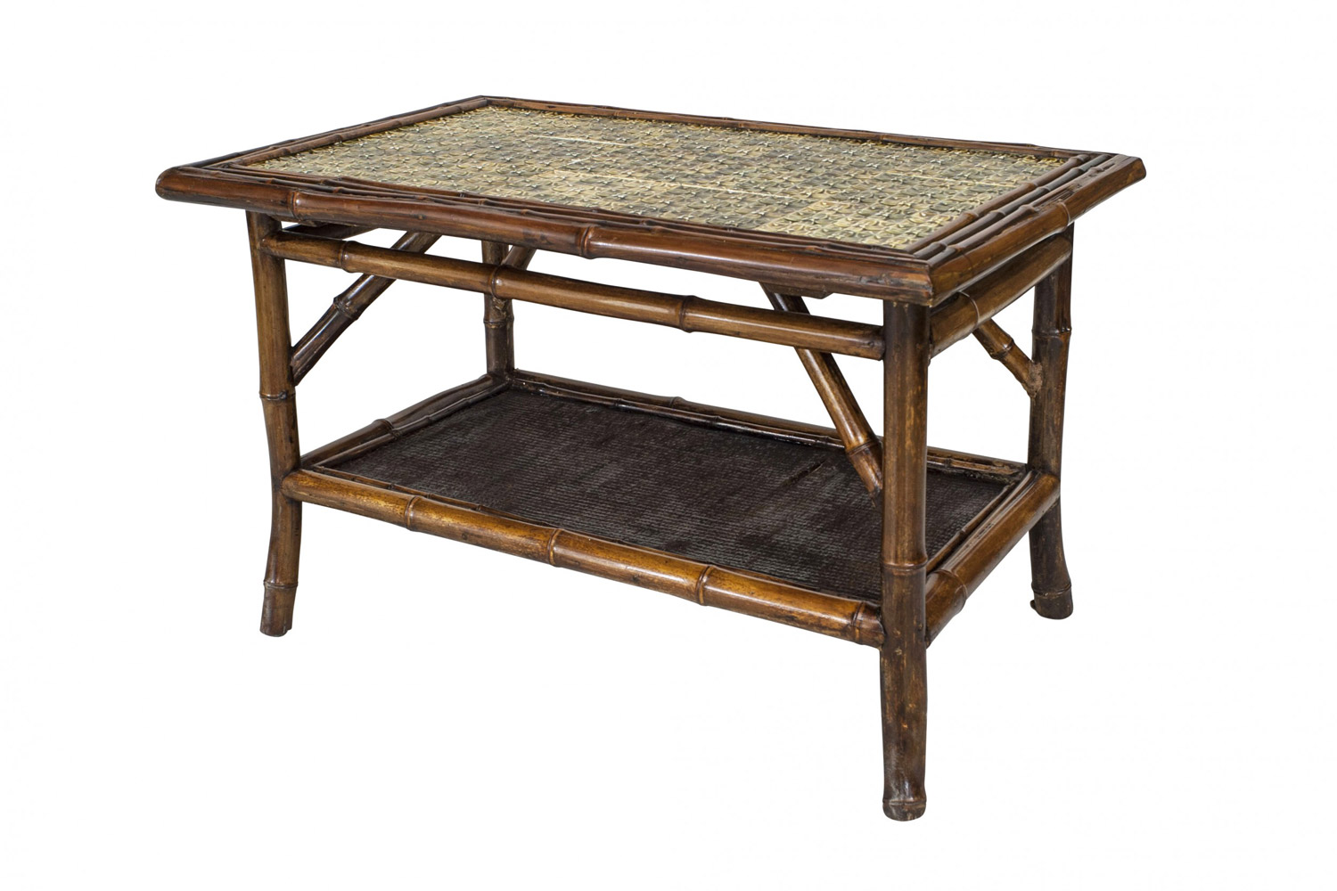 Bamboo rectangular green tile coffee table 1