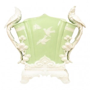 English victorian celadon and white porcelain floral vase