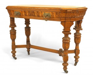 American renaissance revival victorian oak end table