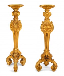 Pair louis xv gilt scroll pedestal 1