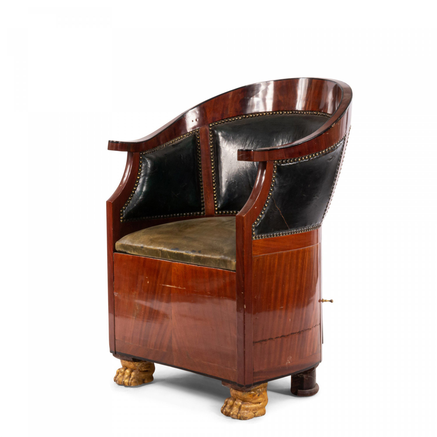 French empire leather bergere arm chair