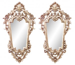 Italian rococo style silver gilt carved wall mirrors
