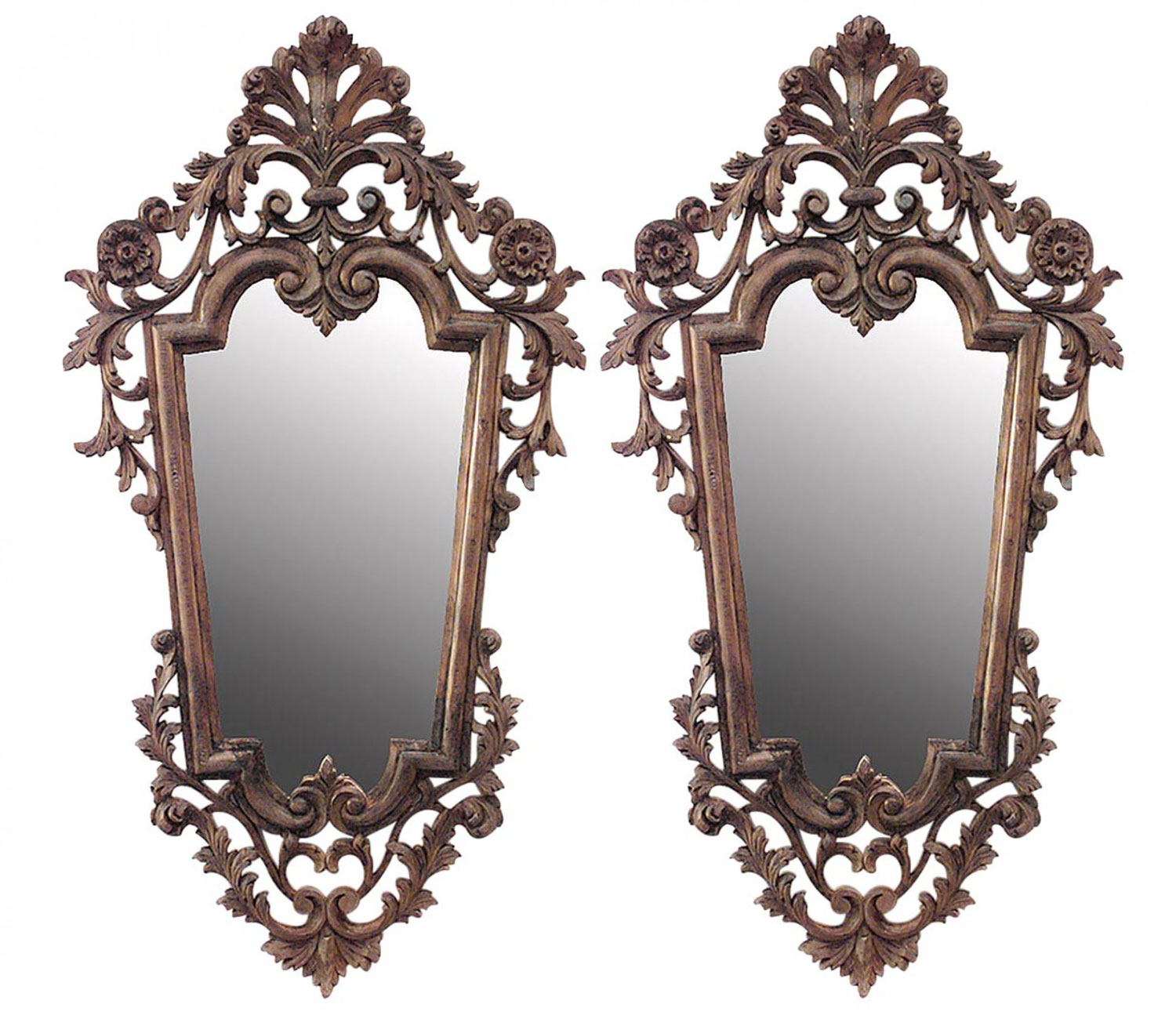 Italian rococo style stripped pine wall mirrors