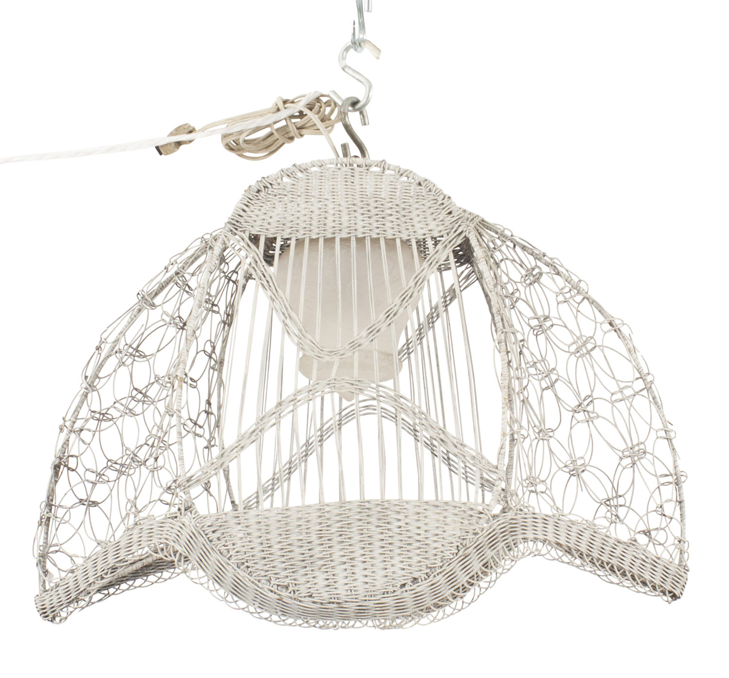 American victorian white wicker chandelier