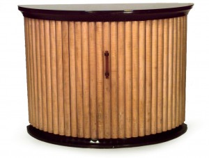 French art deco maple half round cabinet