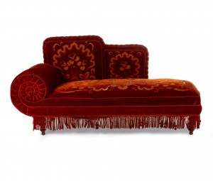 English victorian rust velvet recamier