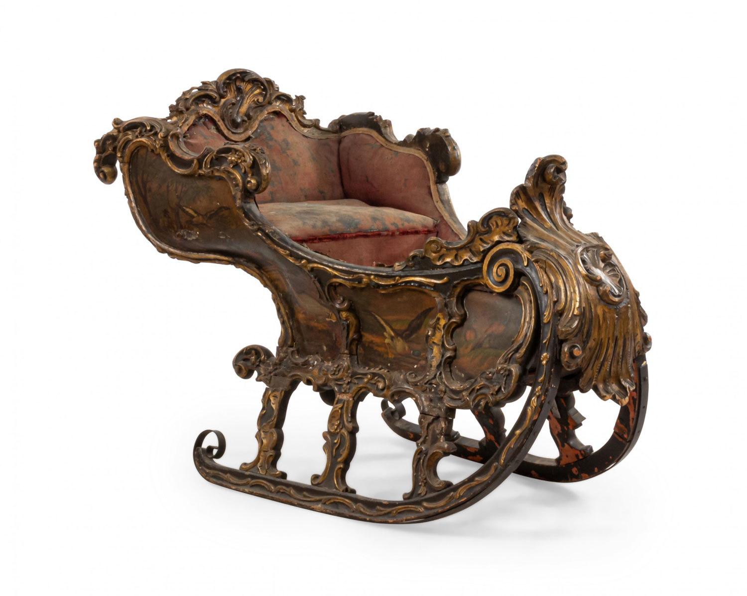Antique russian carved sleigh
