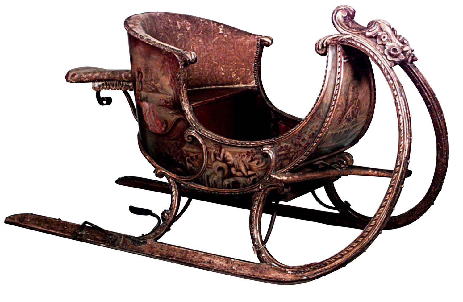 Antique Russian Painted and Carved Sleigh