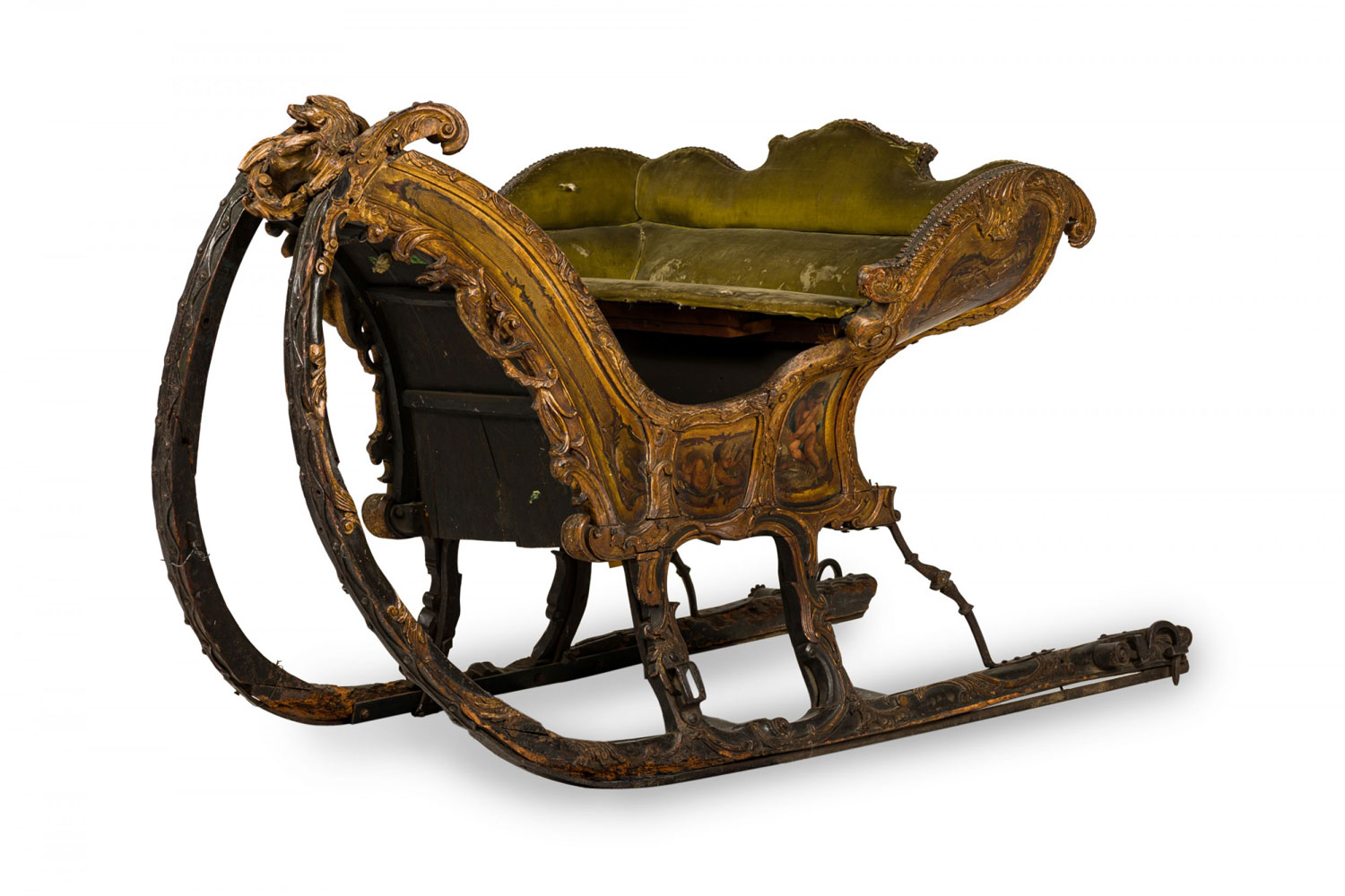 Antique russian carved sleigh 2