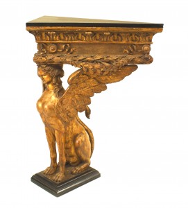 French empire gilt sphinx console table