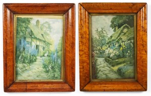 English victorian landscape of thatched roof houses