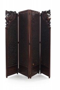 Victorian walnut 4 fold screen