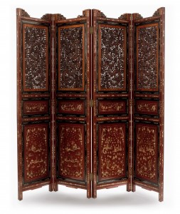 Chinese mahogany 4 fold screen