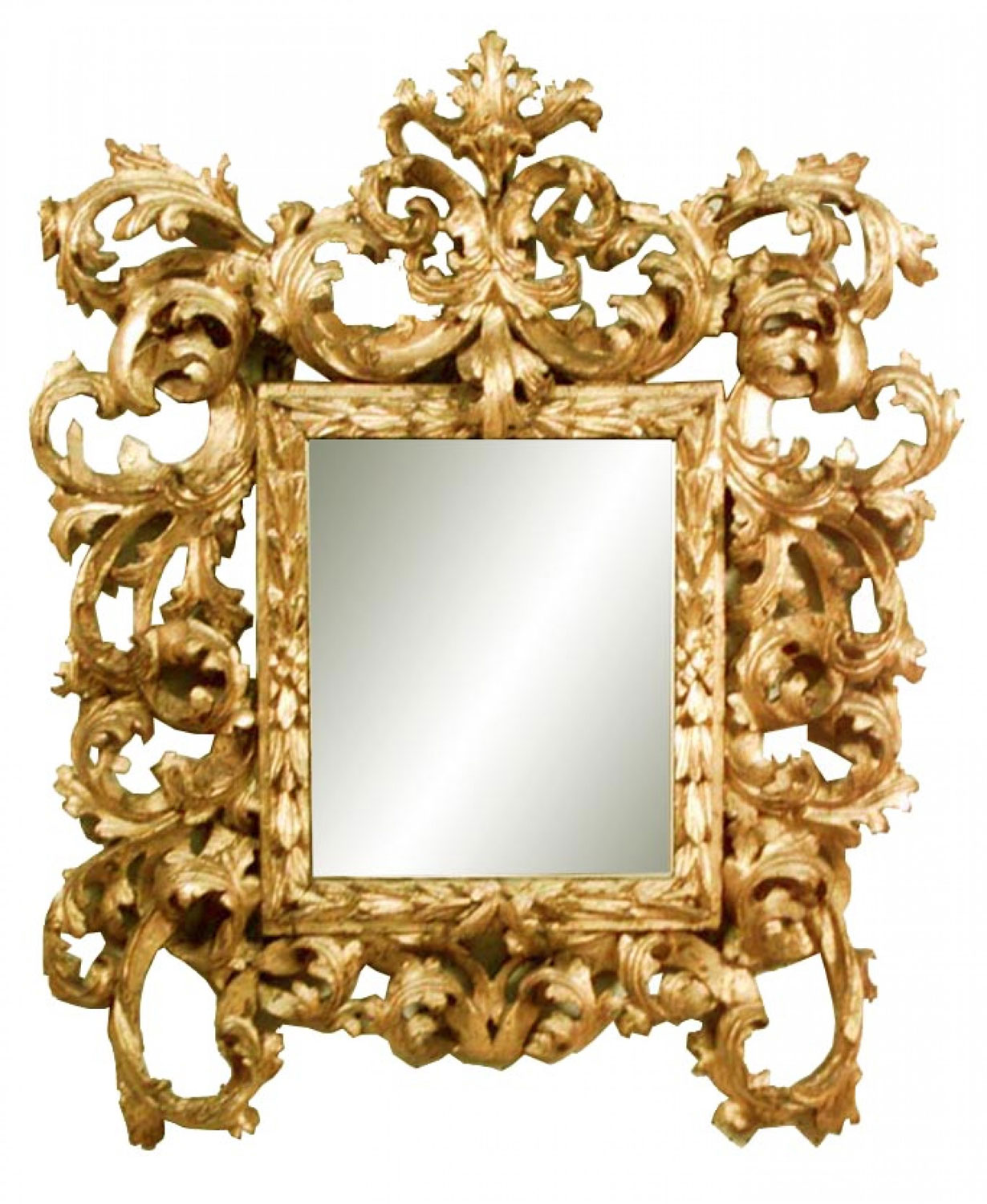 Spanish rococo style gilt wood wall mirror