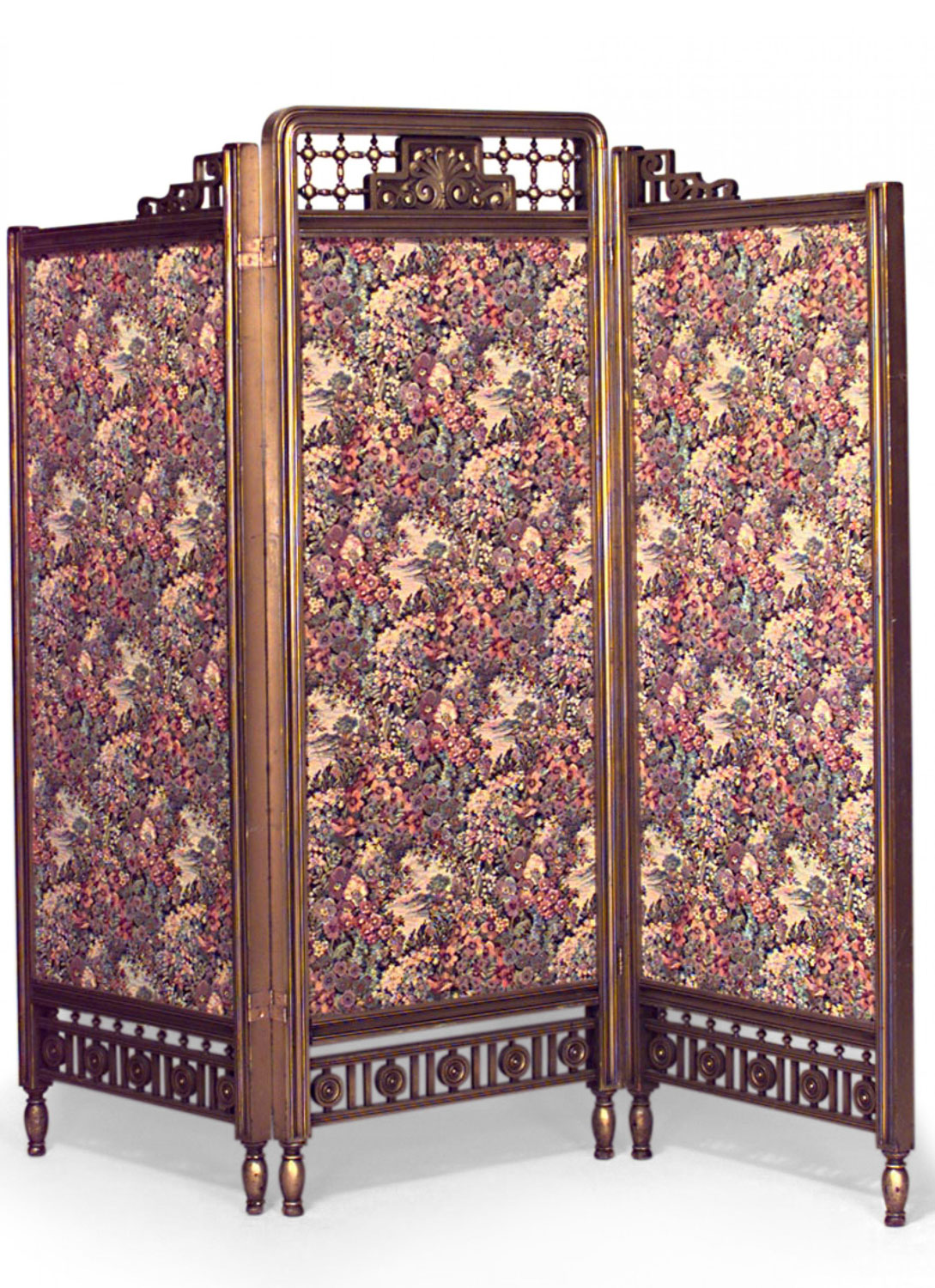 Arts and crafts gilt 3 fold screen