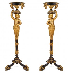 Pair french victorian gilt cupid pedestals