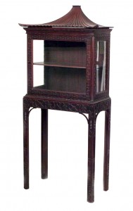Chinese chippendale mahogany curio cabinet 1