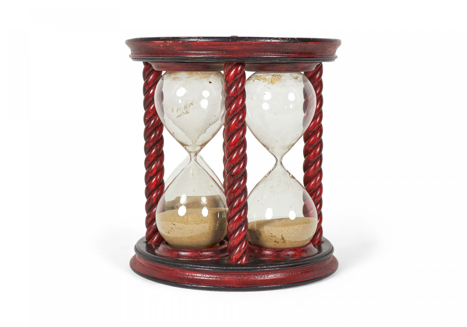 Red decorated lacquer hour glass