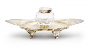 English georgian silver and crystal inkwell 1