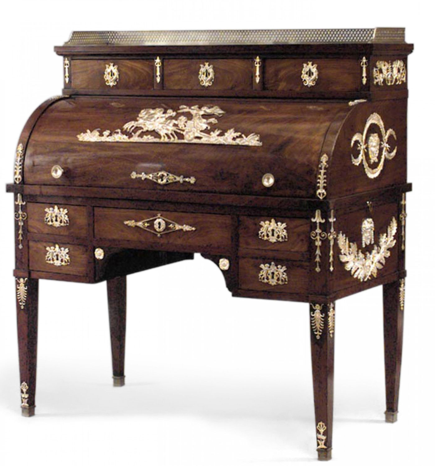 French empire mahogany roll top desk