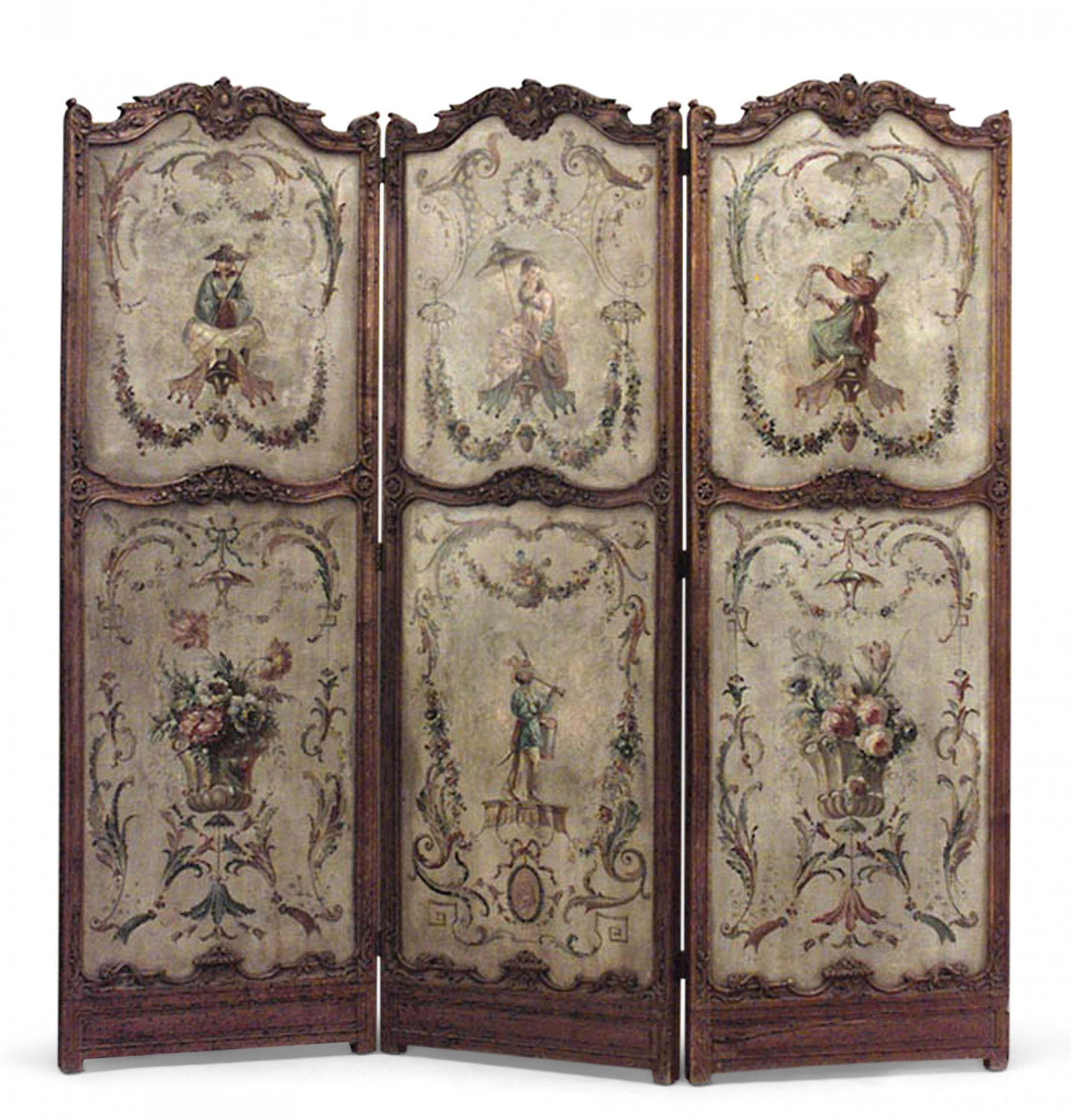 French regence oak 3 fold screen 1