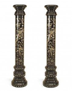 Pair of chinese floral and dragon pedestals