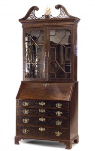 English chinese chippendale mahogany secretary 1