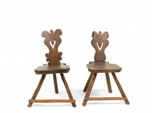 Italian renaissance walnut sgabelli side chairs