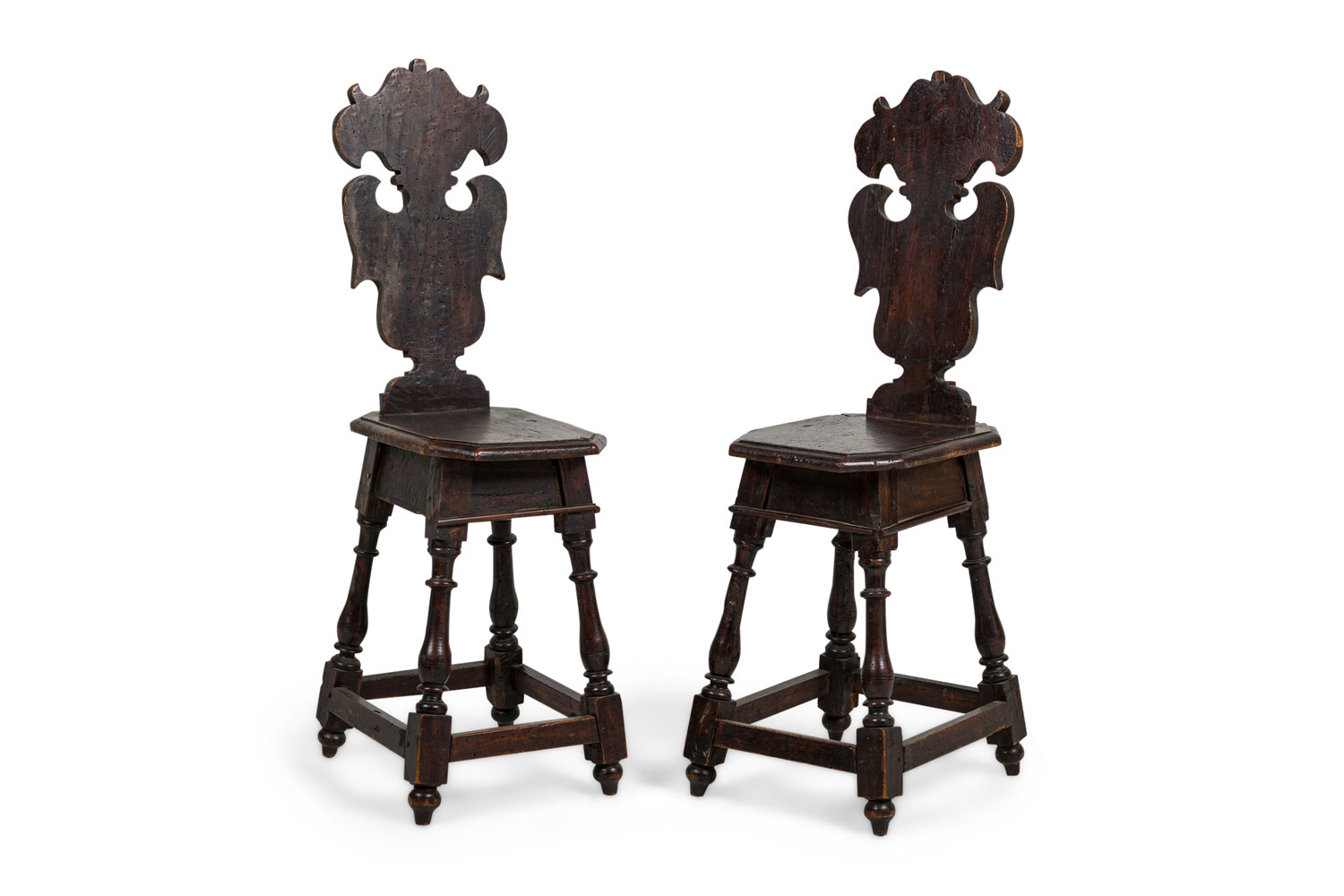 Pair of italian renaissance sgabelli side chairs 1