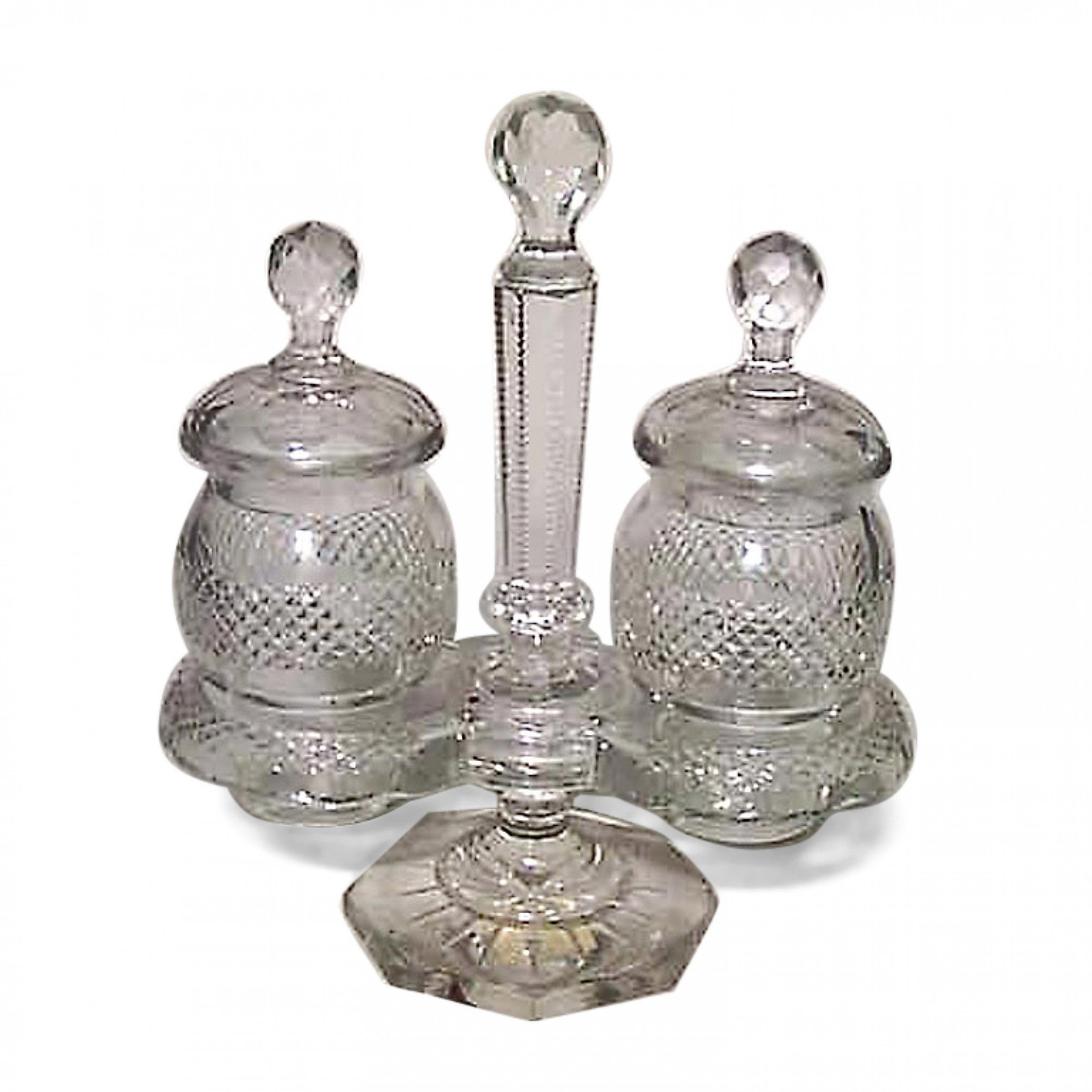 English victorian cut crystal cruet set 1