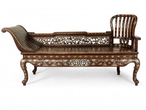 Asian burmese Style rosewood recamier