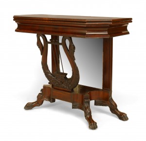 American empire mahogany flip top console table 2