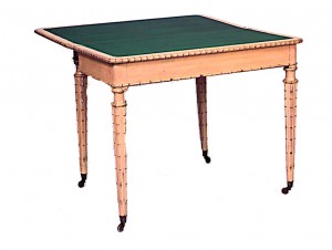 English regency faux bamboo flip top console table