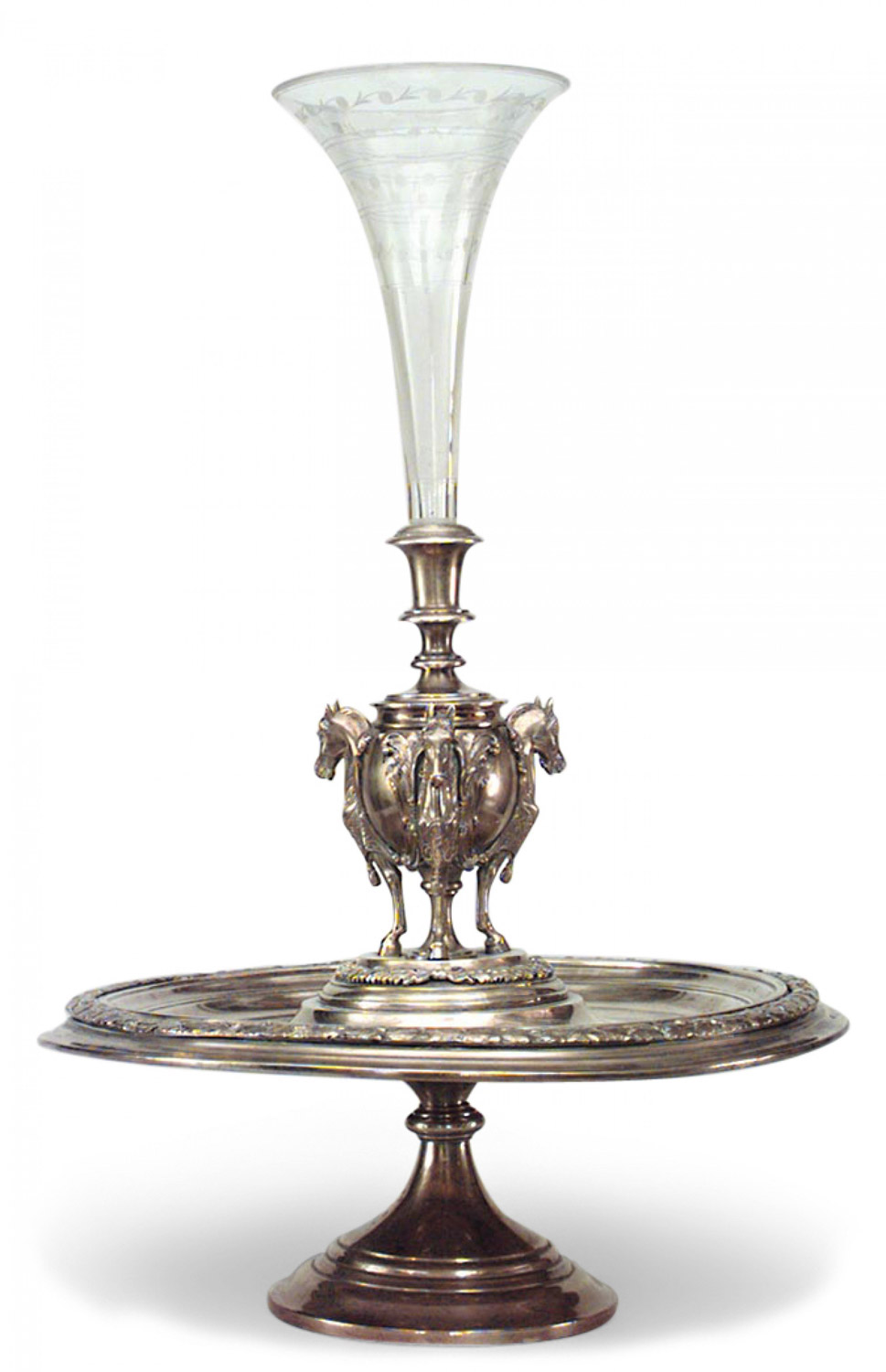 English victorian compote with horse figures