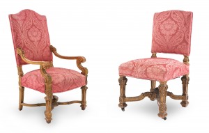 French louis xiv rose upholstery chairs