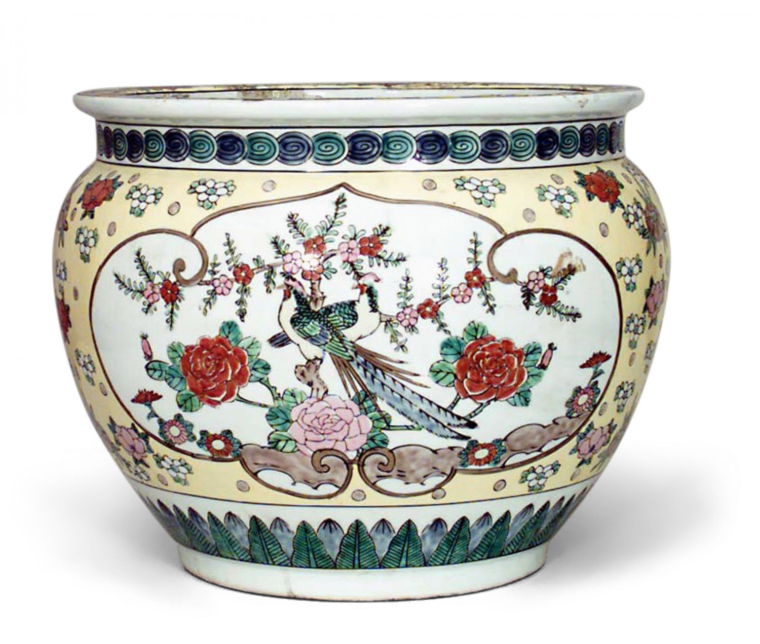Asian chinese porcelain floral pot