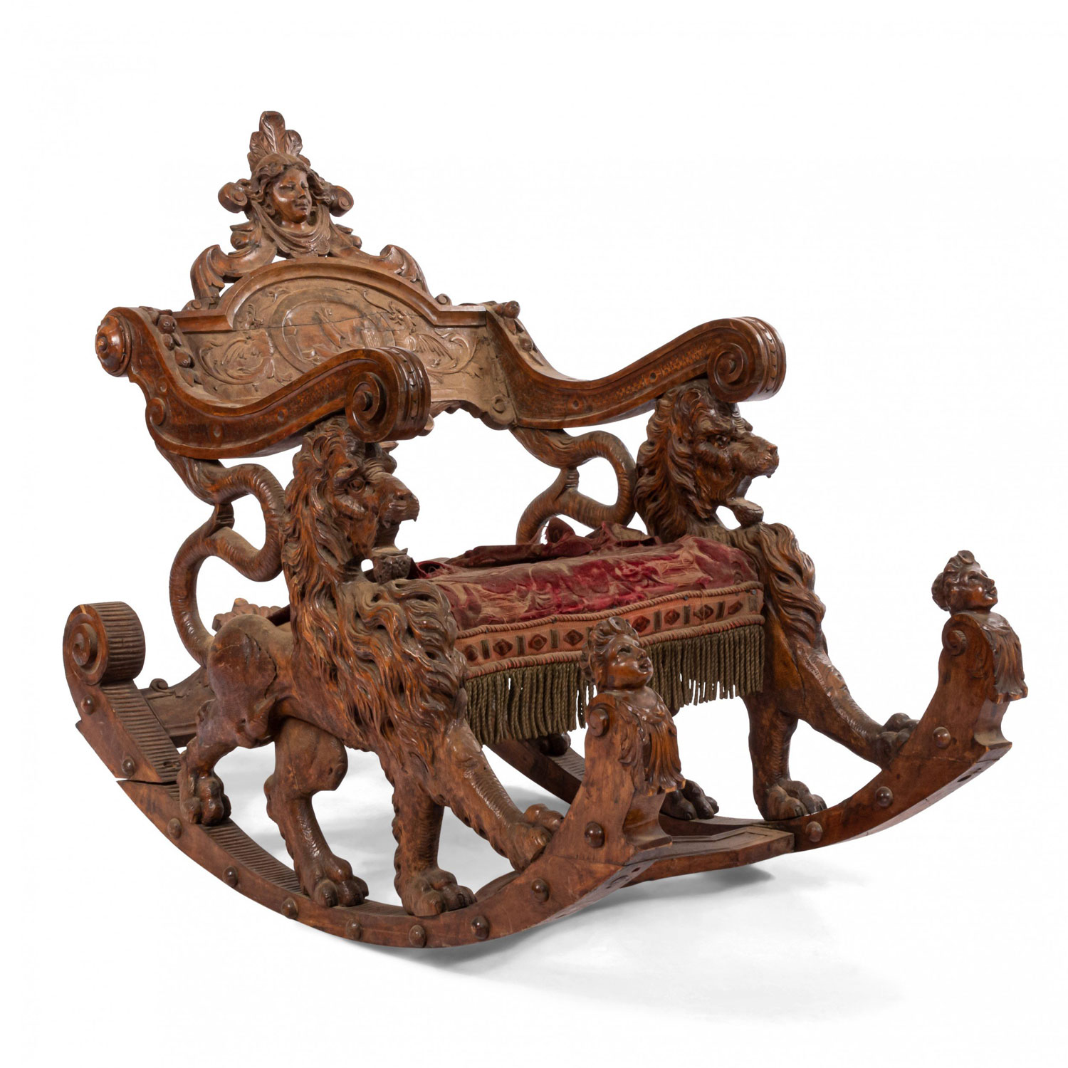 Italian venetian fruitwood rocking chair