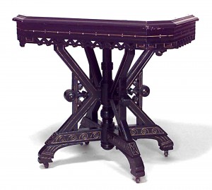 American victorian eastlake ebonized and marble table