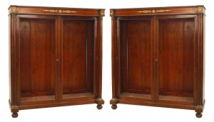 French empire mahogany and bronze bookcases