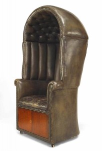 English georgian green leather arm chair