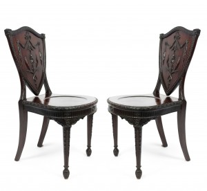English adam shield back side chairs
