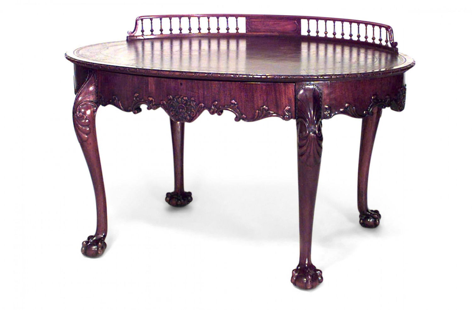 English chippendale oval mahogany desk 1