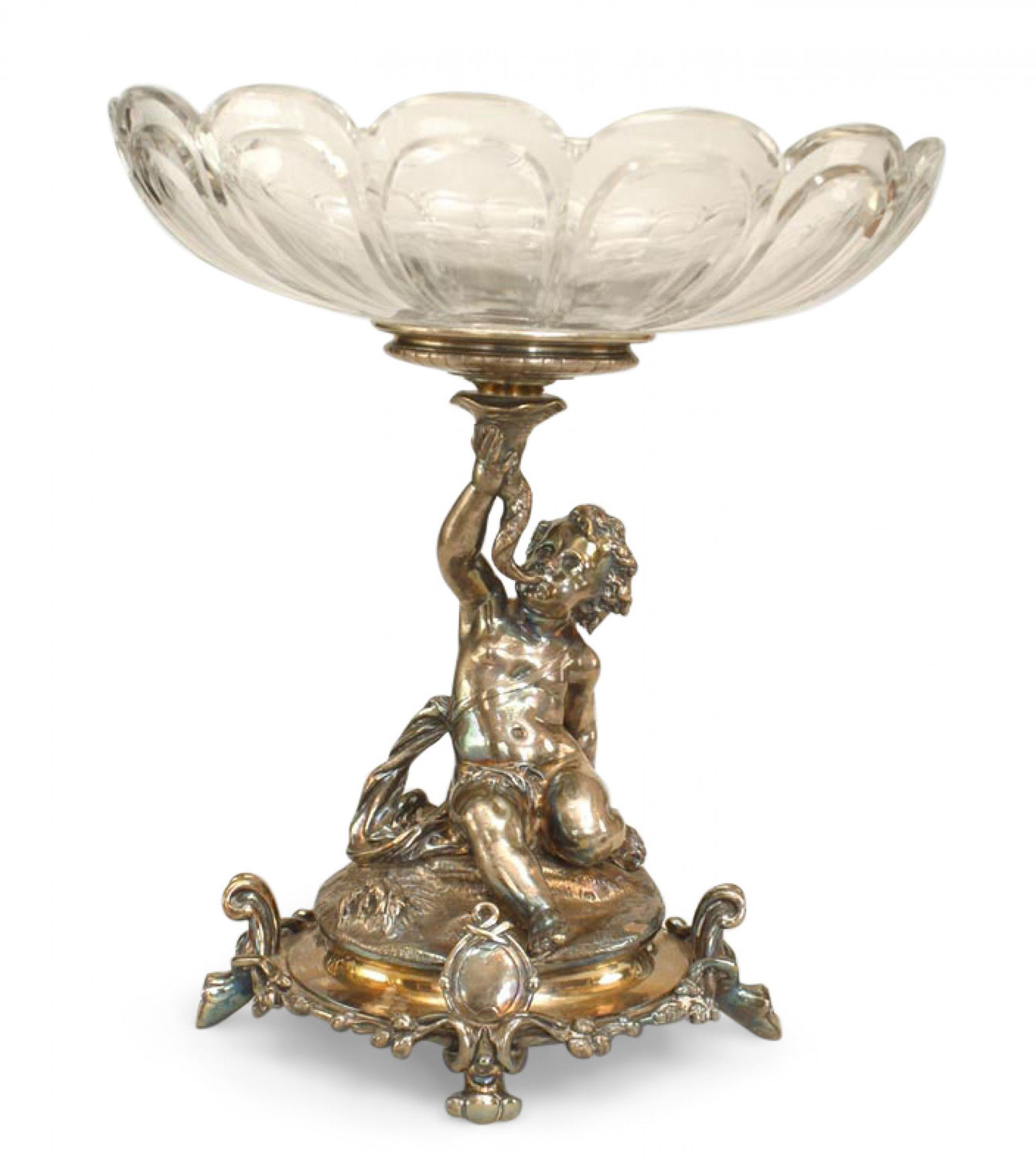 French louis xv silver plate cupid compote