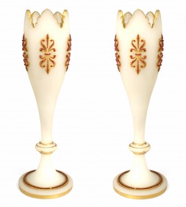 Pair of french victorian white opaline vases