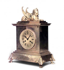 French empire bronze sphinx mantel clock