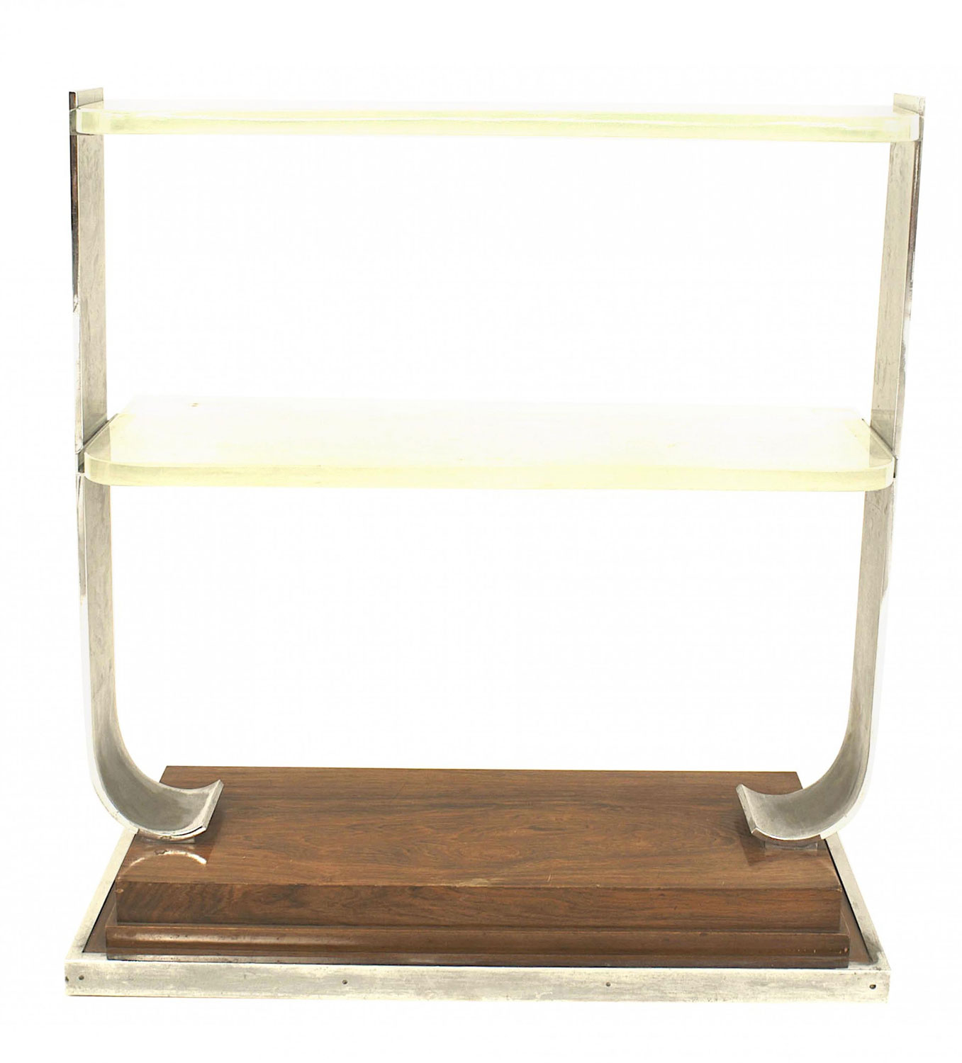 French Mid Century palisander and glass console table